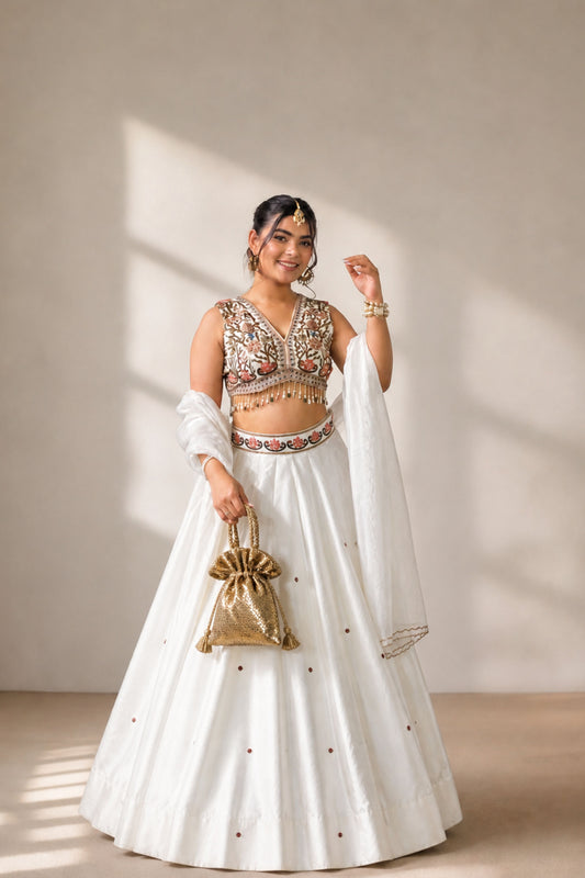 Aafreen Lehenga – Floral Embroidered Blouse & Lehenga Set