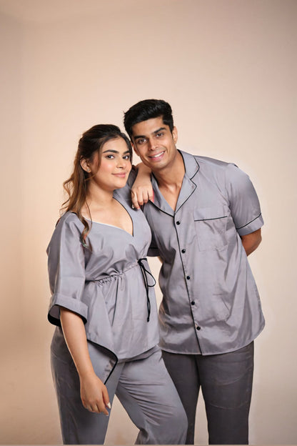 Weekend Vibe (Cloud Grey) – Couple Matching Lounge Set