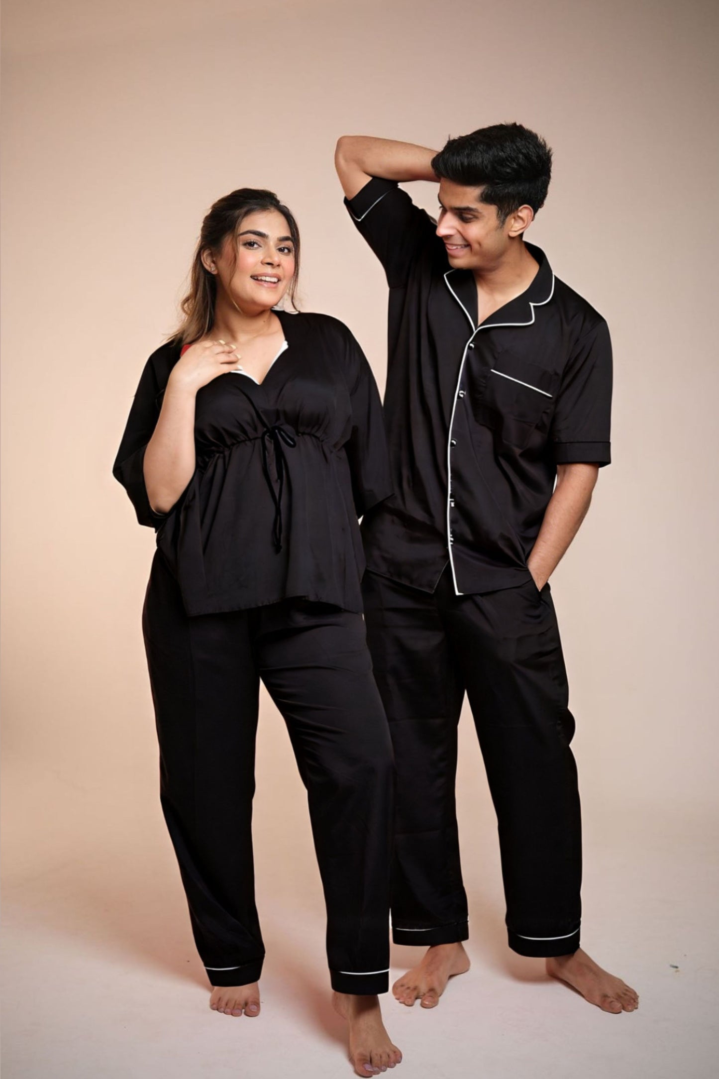 Weekend Vibe (Bedtime Black) – Couple Matching Lounge Set