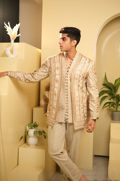 Viraasat – Men's Hand Embroidered Jacket Set