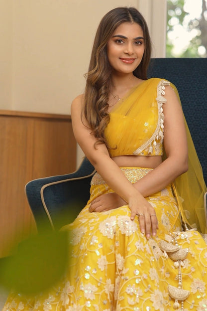 Gulaabi – Floral One-Shoulder Lehenga with Pallu