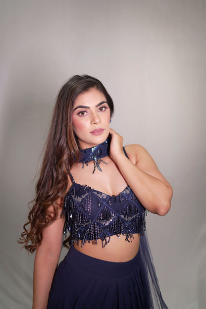 Dreamy Duo – Draped Dhoti with Blouse & Dupatta Set