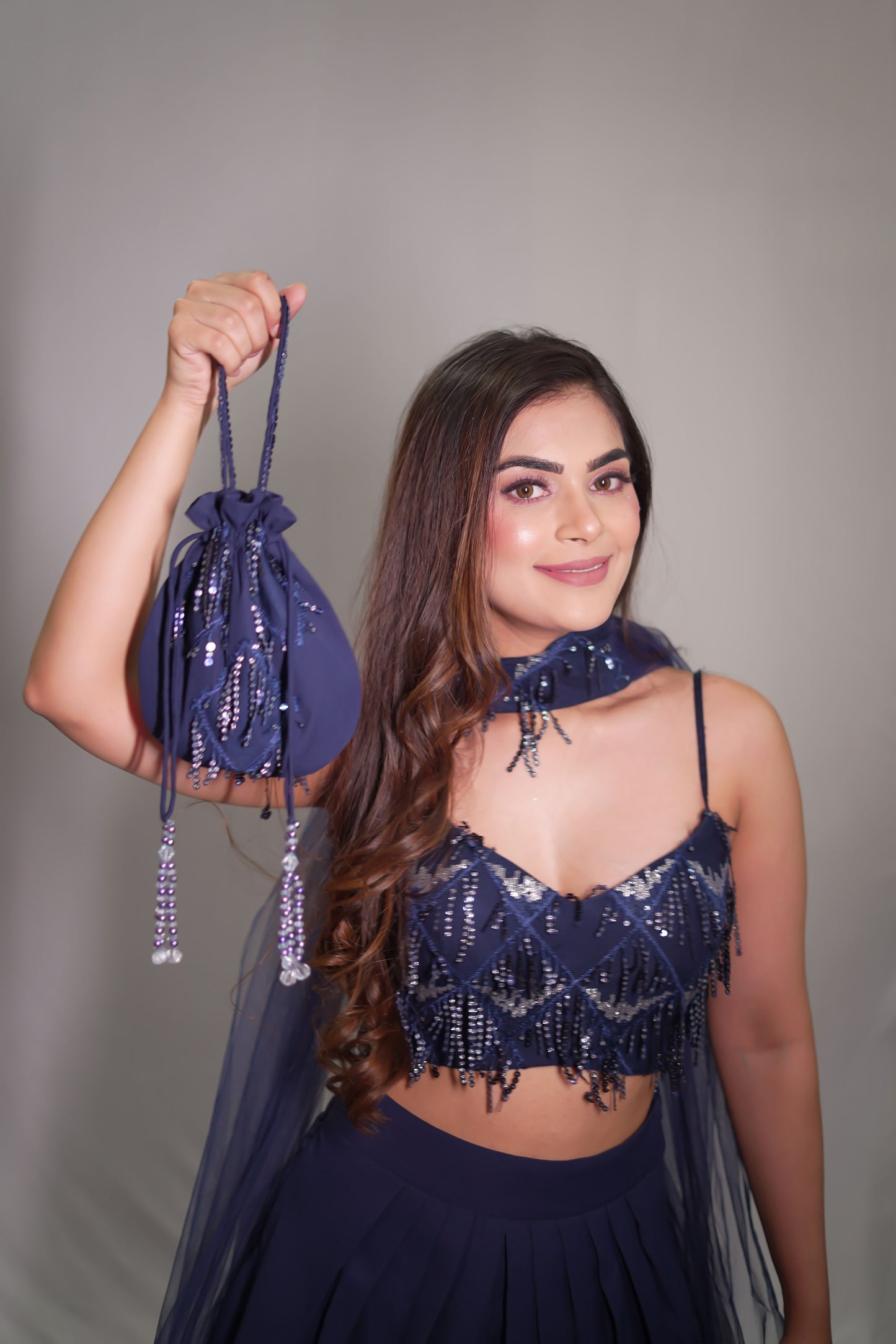 Dreamy Duo – Draped Dhoti with Blouse & Dupatta Set