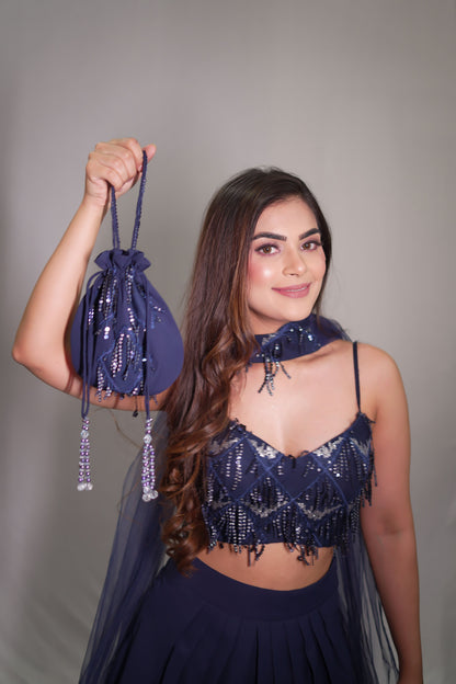 Dreamy Duo – Draped Dhoti with Blouse & Dupatta Set