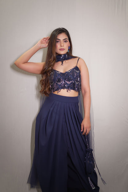 Dreamy Duo – Draped Dhoti with Blouse & Dupatta Set