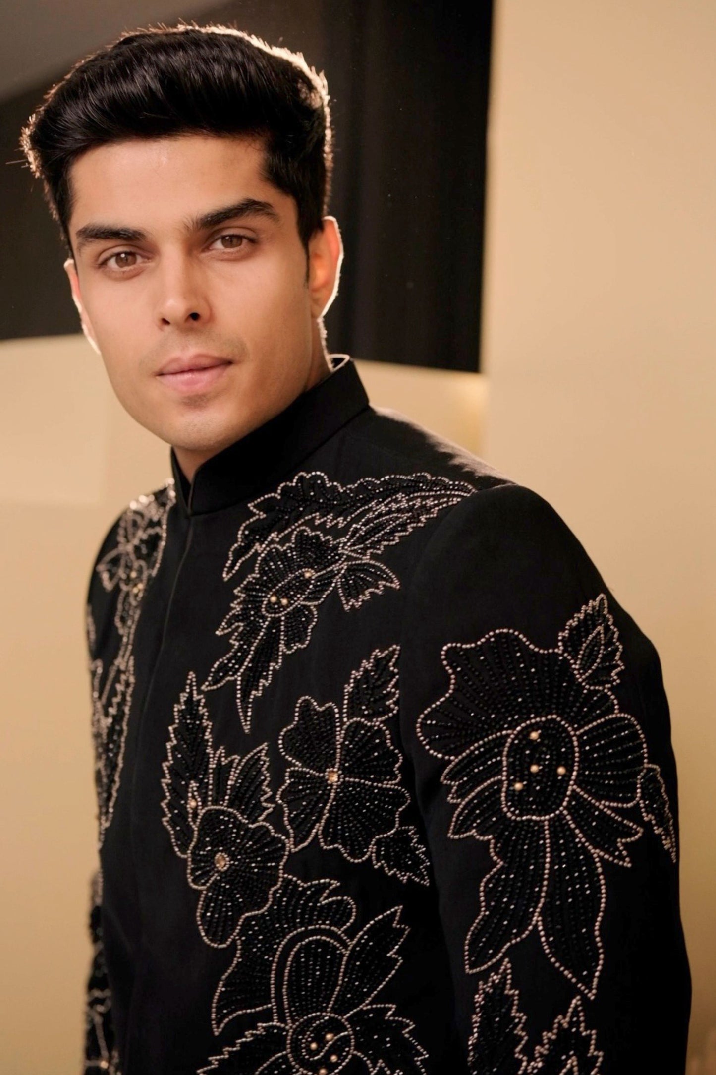 Siyaah – Black Embroidered Men's Bandhgala Set