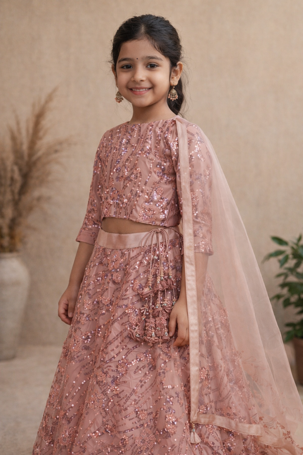 Flowerlight – Kids Blush Pink Lehenga