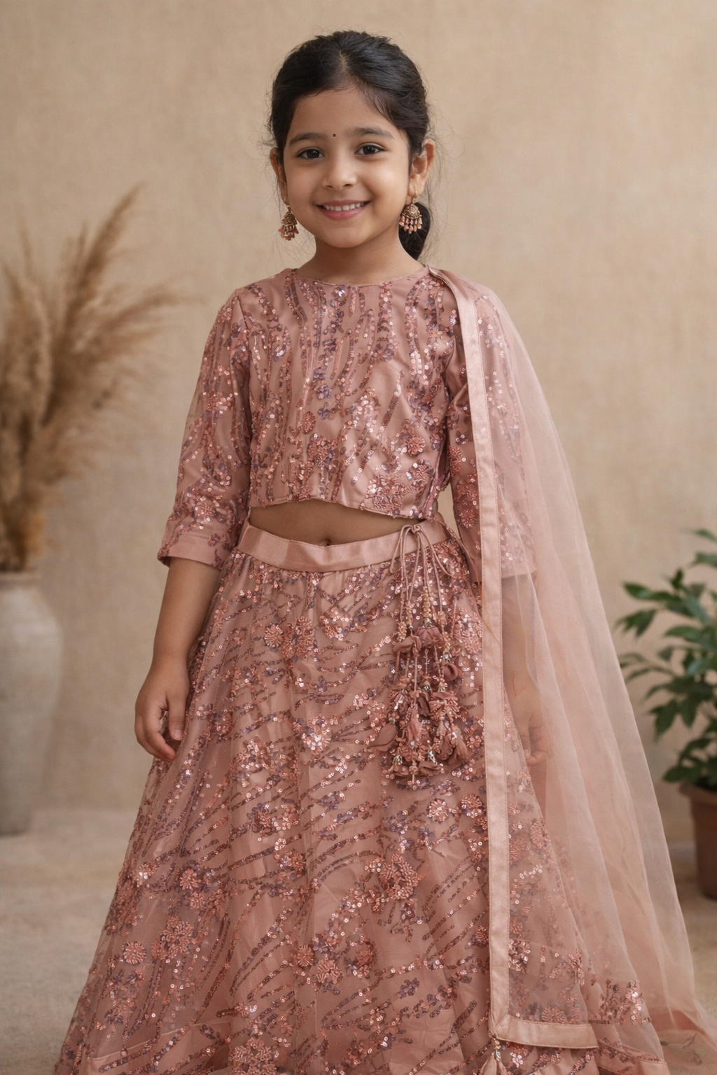 Flowerlight – Kids Blush Pink Lehenga