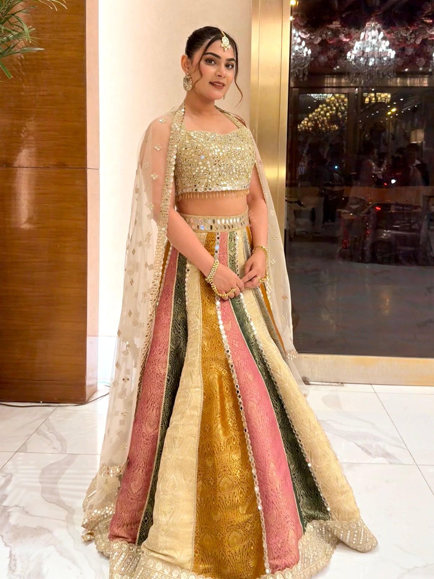 Sheesh Lehenga – Mirror & Multicolour Brocade Lehenga Set